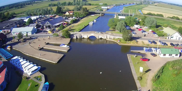 Potter Heigham, with the famous bridge in the centre of the image